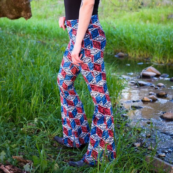 Stealie Velvet Print Bell Bottoms - Warrior Within - Picture 3 of 8